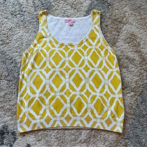 Lilly Pulitzer yellow patterned tank top sweater